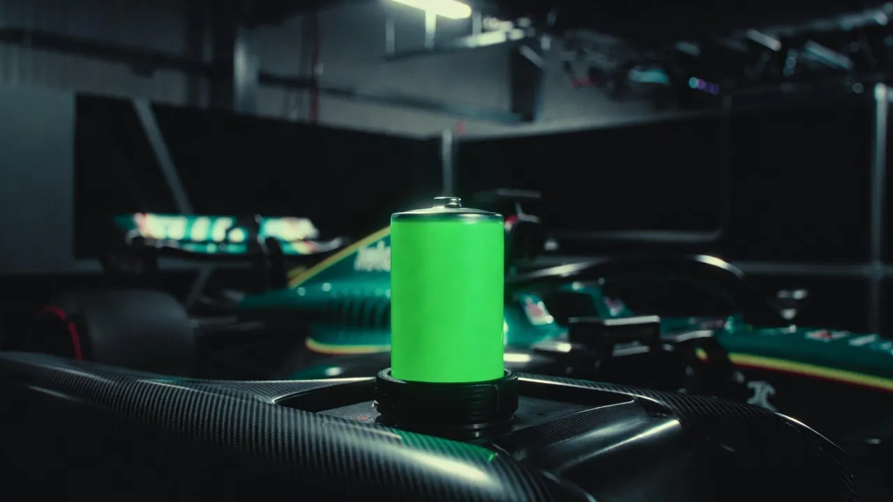 Single Honda battery unit isolated in Aston Martin garage Melbourne 2026 — PaddockIntel financial analysis